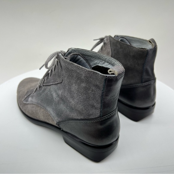 Naot Mistral Boots Ankle Booties Suede Grey Silver Block Heel Lace Up Neutral 38 - Picture 10 of 15
